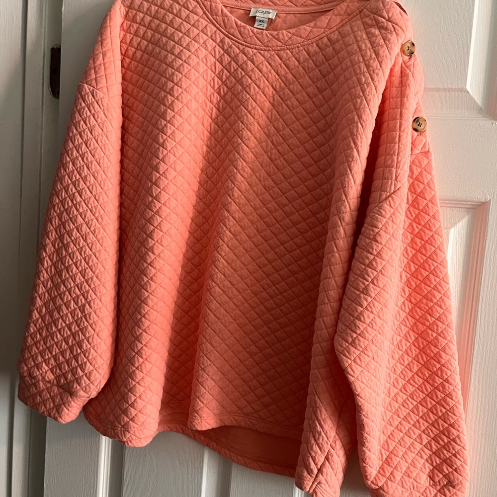 J. Crew Coral Quilted Crew Neck Sweater 3X